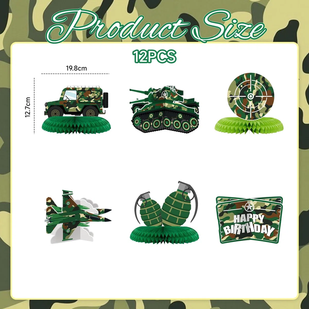 9 Pezzi Decorazioni Militari per Festa A Tema Camouflage Centrotavola A Nido D’Ape per Compleanni di Ragazzi, Ragazze, Baby Shower E Rifornimenti per FESTIVITÀ