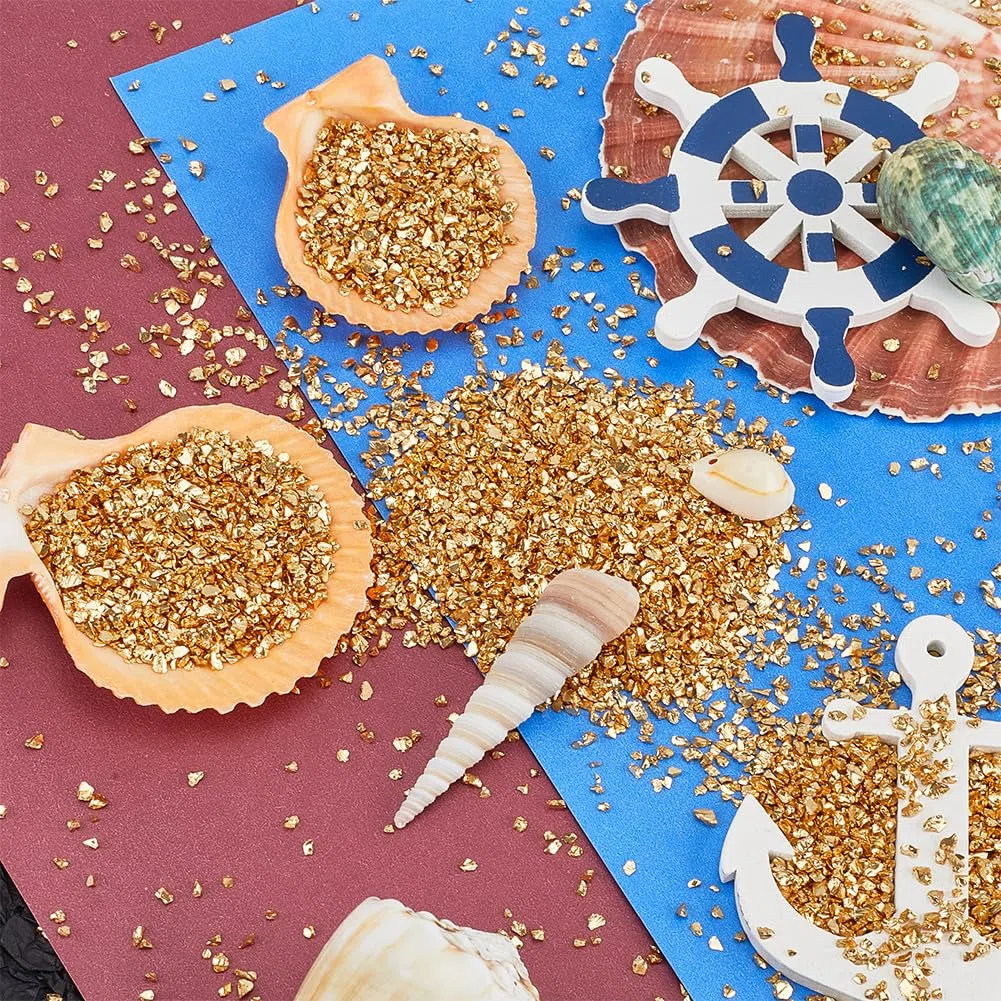 GORGECRAFT 1 Scatola di Vetro Frantumato Glitter Irregolare Frammenti D'Oro Rotti Frammenti di Ghiaia 100G Paillettes Granelli di Ghiaia per Sottobicchieri D'Arte Artigianali In Resina Ornamento