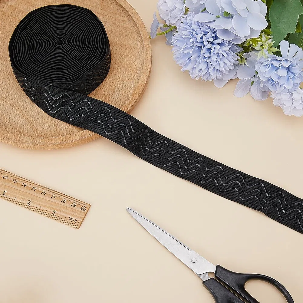 GORGECRAFT 5 m di Nastro Elastico in Silicone 31 mm Antiscivolo Nero Elasticizzato Nastro di Presa per Nastro per Cucito Artigianale Parrucca Parrucca Accessori di Abbigliamento