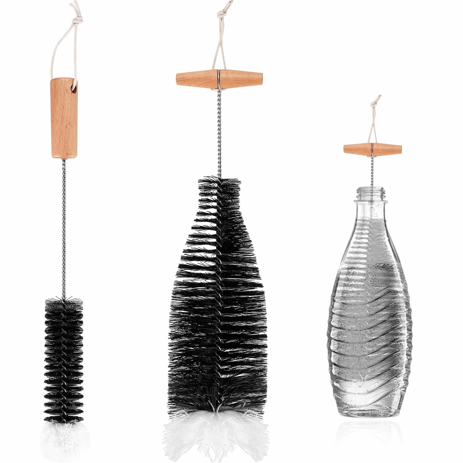 2 Pz Spazzola Bottiglie Pulizia Compatibile con SodaStream Bottiglie Vetro, Spazzola per Borraccia Pulizia, Scovolino Bottiglie Compatibile con Sodastream Bottiglie di Vetro per Soda Stream Acqua