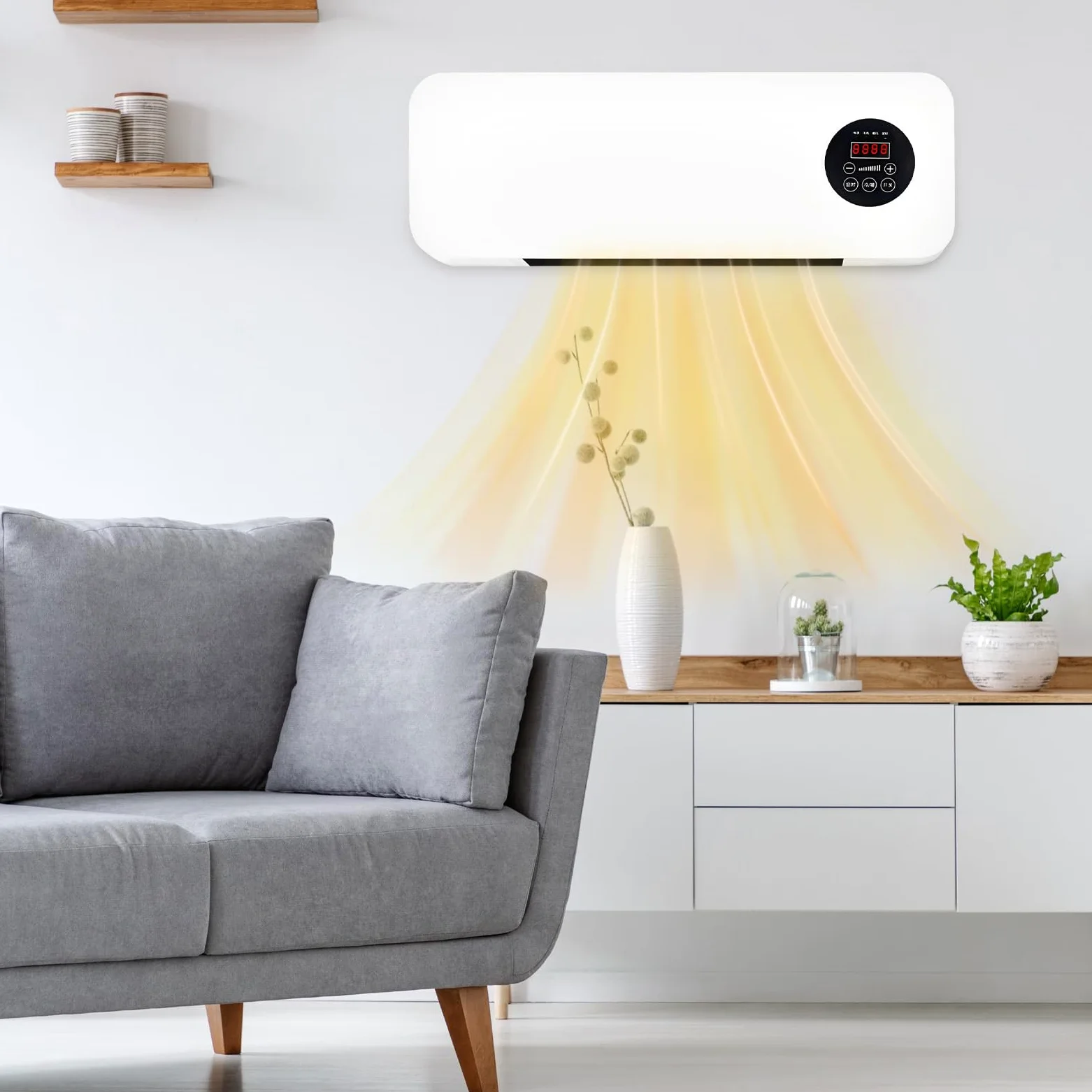 Aria condizionata,Clim Portatile,Clim Con Telecomando,Condizionatore a Parete Reversibile Split,Condizionatore Senza Unità Esterne,Ventilatore Di Raffreddamento Per Cucina,Camera Da Letto (Bianco-2)