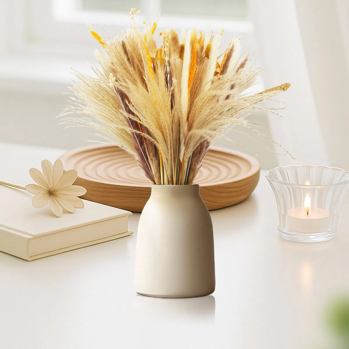 100 bouquet di erba di Pampas Decorative, erba di coda di coniglio e fiori di canna essiccati misti, adatti per composizioni nuziali, decorazioni da tavola, case in stile country e feste di Natale