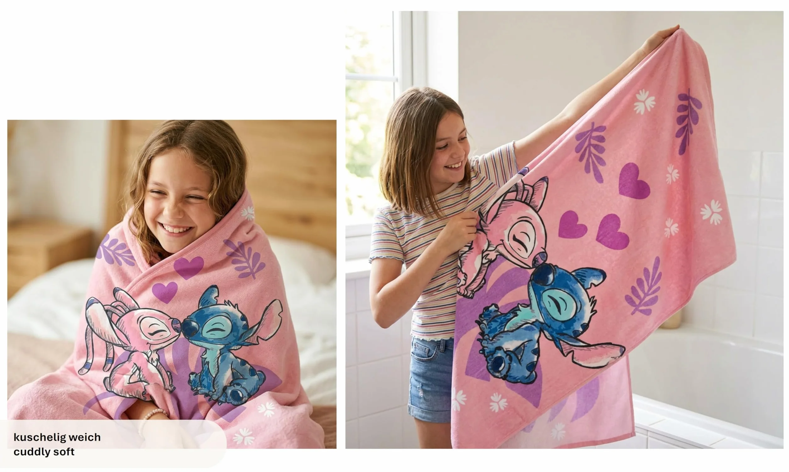 Theonoi Disney Lilo und Stitch, asciugamano da bagno per bambini, 70 x 140 cm, 100% cotone, per ragazze – Standard Öko Tex