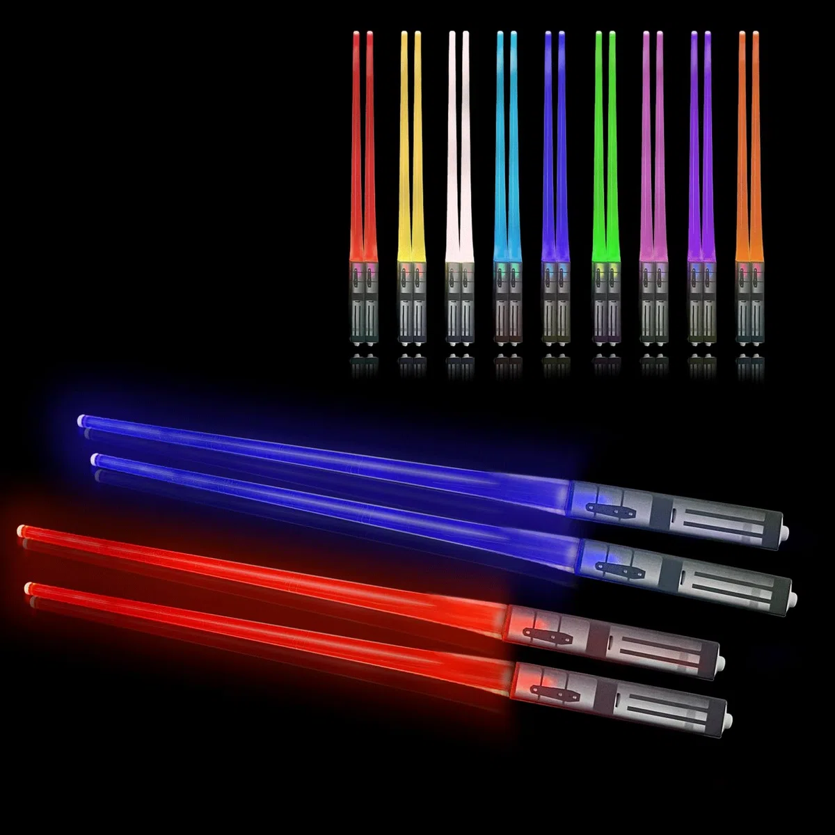 Light Up Bacchette Lightsaber Bacchetta Cinese con 9 modalità di colore, SOARFLY Lightsaber Bacchetta riutilizzabile senza BPA Illuminating Chopsticksper cucina cena party sushi 2 paia