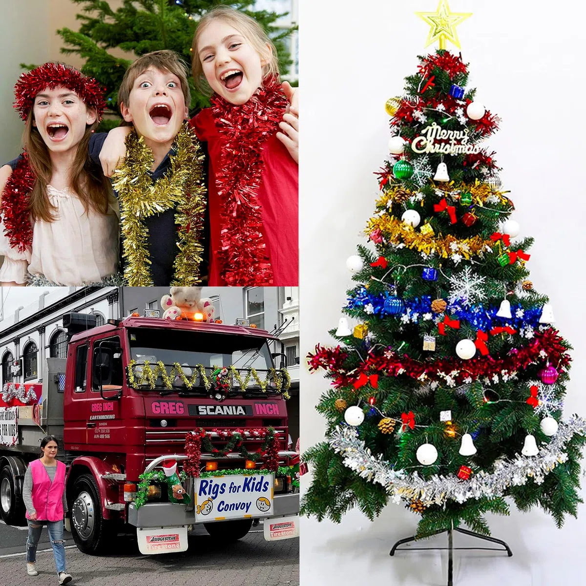 6 Pcs Ghirlanda Natalizia Argento, 12m Tinsel per Albero di Natale, Festoni Decorazioni per Interni ed Esterni