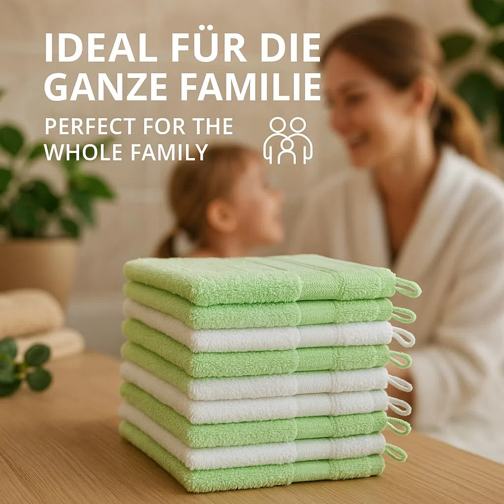 Betz 10 guanti da bagno manopola Palermo 100% cotone misure 16 x 21 cm colore bianco e verde