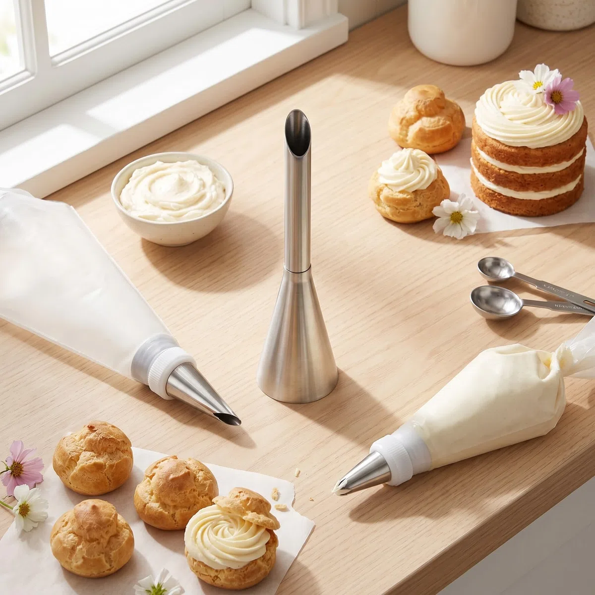 Ugello Riempitivo per Cupcake, Punta Dell'ugello per Piping per Glassa Alla Crema, Ugello Riempitivo per Crema in Acciaio Inossidabile per Ripieno di Bignè, Decorazione di Cake Topper