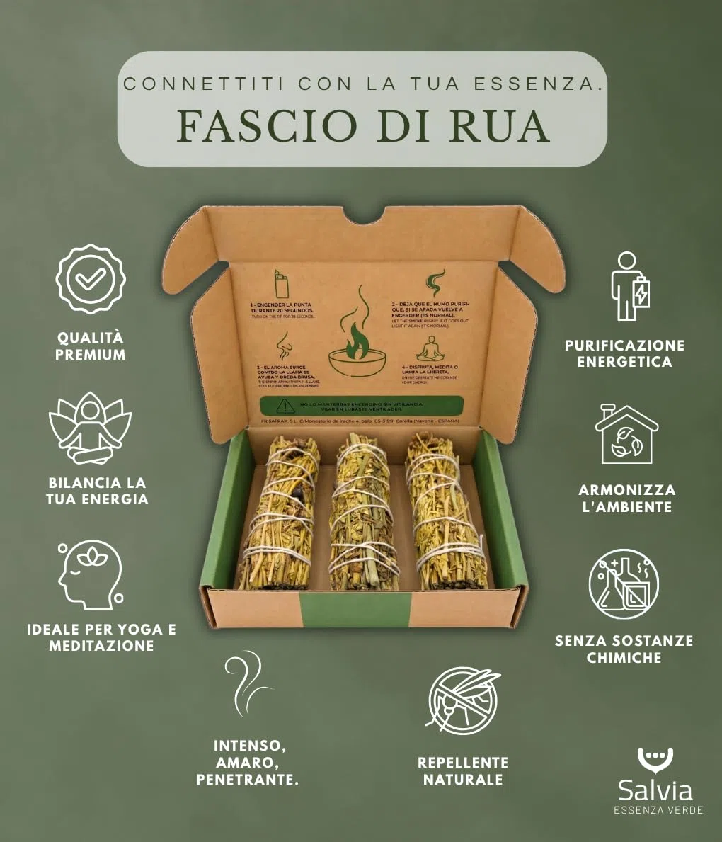 SALVIA | Smudge Ruta 10cm 3 Pezzi | Incenso Naturale | Aroma Intenso Tradizionale per Uso Aromatico
