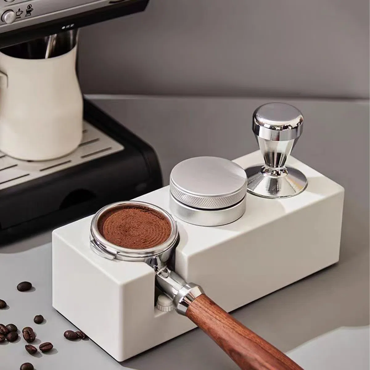 Pressino caffè 49 mm diametro acciaio inox barista espresso Bean Press Siver