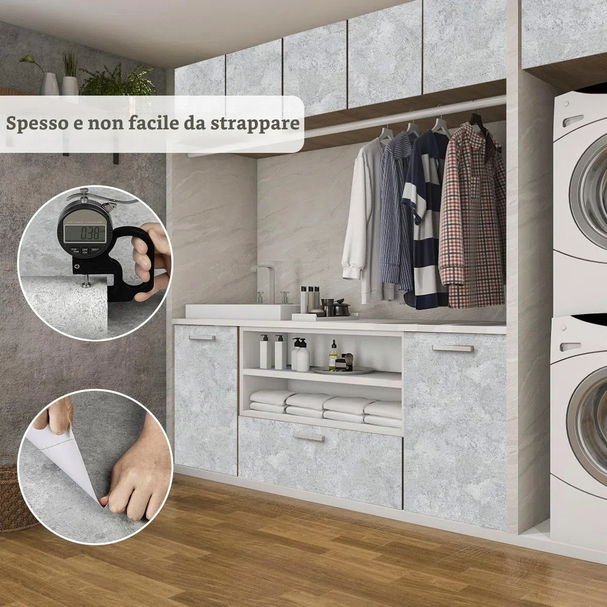 Abyssaly Carta Adesiva per Mobili Grigio, Pellicole Adesive per Mobili Cemento, Carta da Parati Adesiva Muro Rivestimento Cucina Armadio Porta Tavolo Bagno PVC 40cm X 300cm