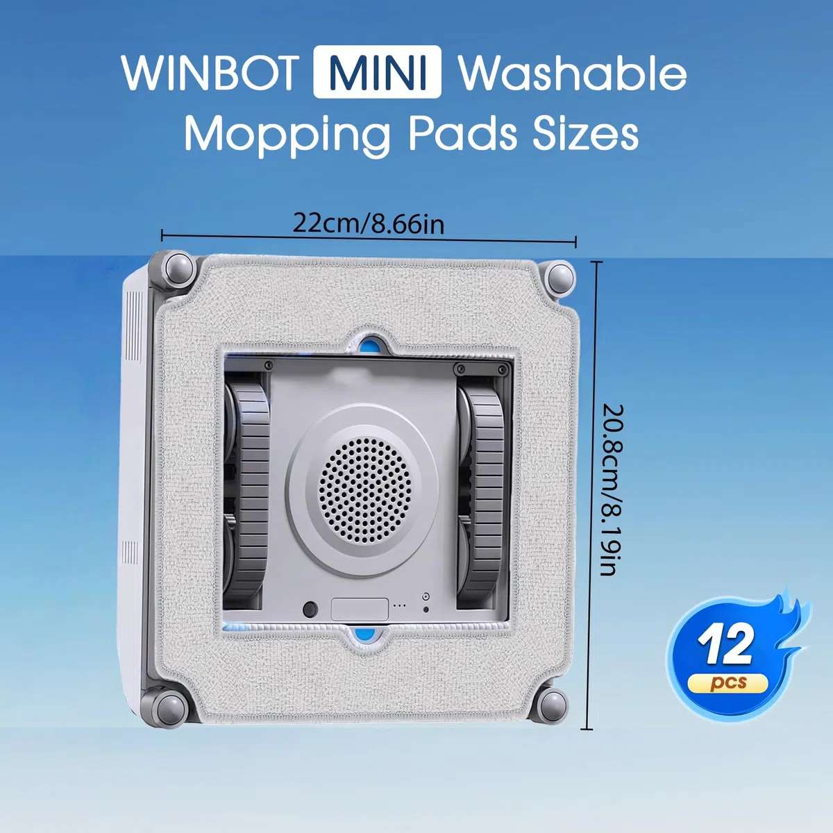 12 Pezzi per Ecovacs Winbot Mini Salviette di Ricambio Kit, Salviettini per Robot Pulizia per Ecovacs Winbot Mini, W-CC02-0012 Pulizia Ricambio Panni, per Pulizia Finestra, Riutilizzabile e Lavabile