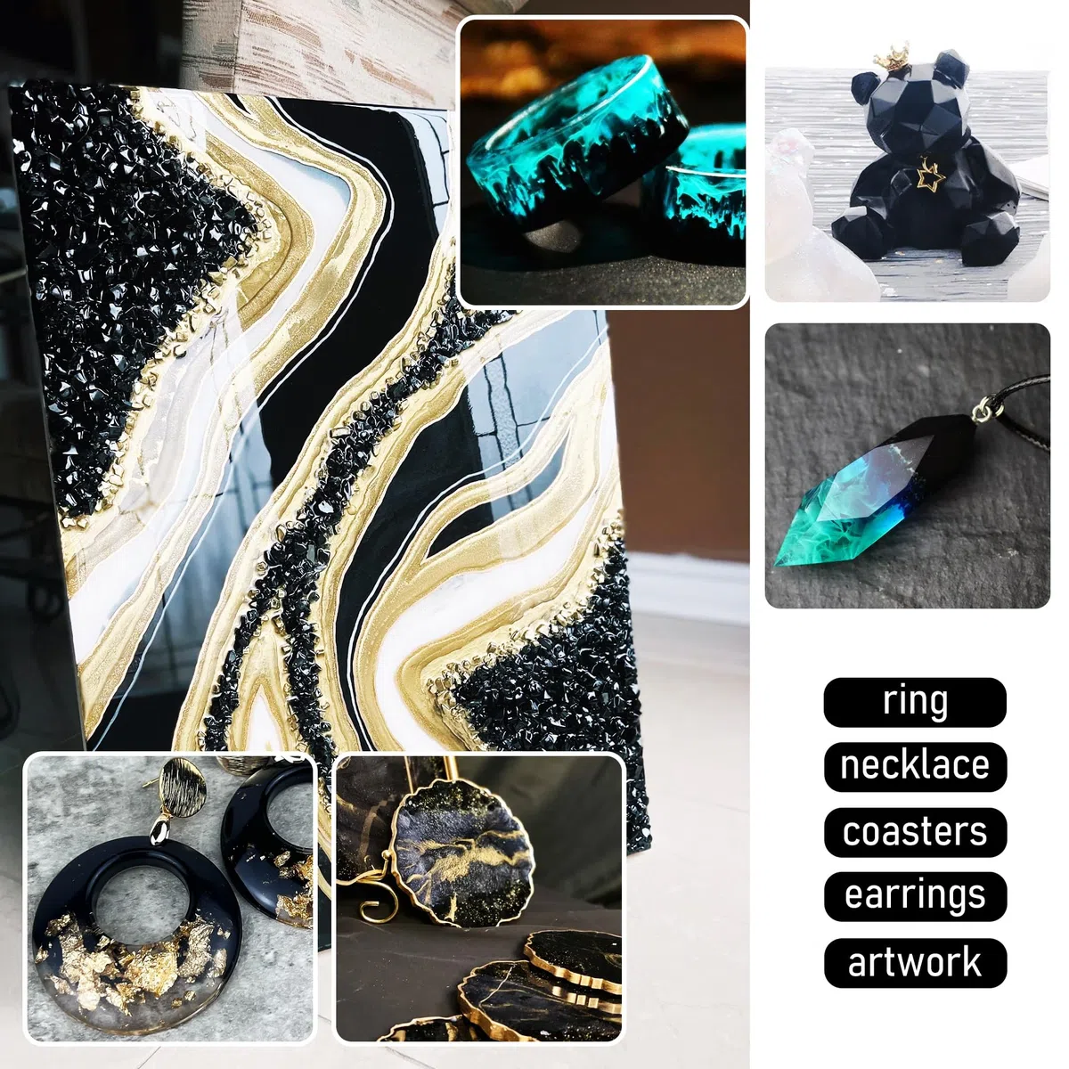 Pasta Pigmento Resina Epossidica Nera - 128g Coloranti per Resina UV, Gioielli, Piani dei Tavoli - Epoxy Resin Pigmento per Pittura, Sottobicchieri