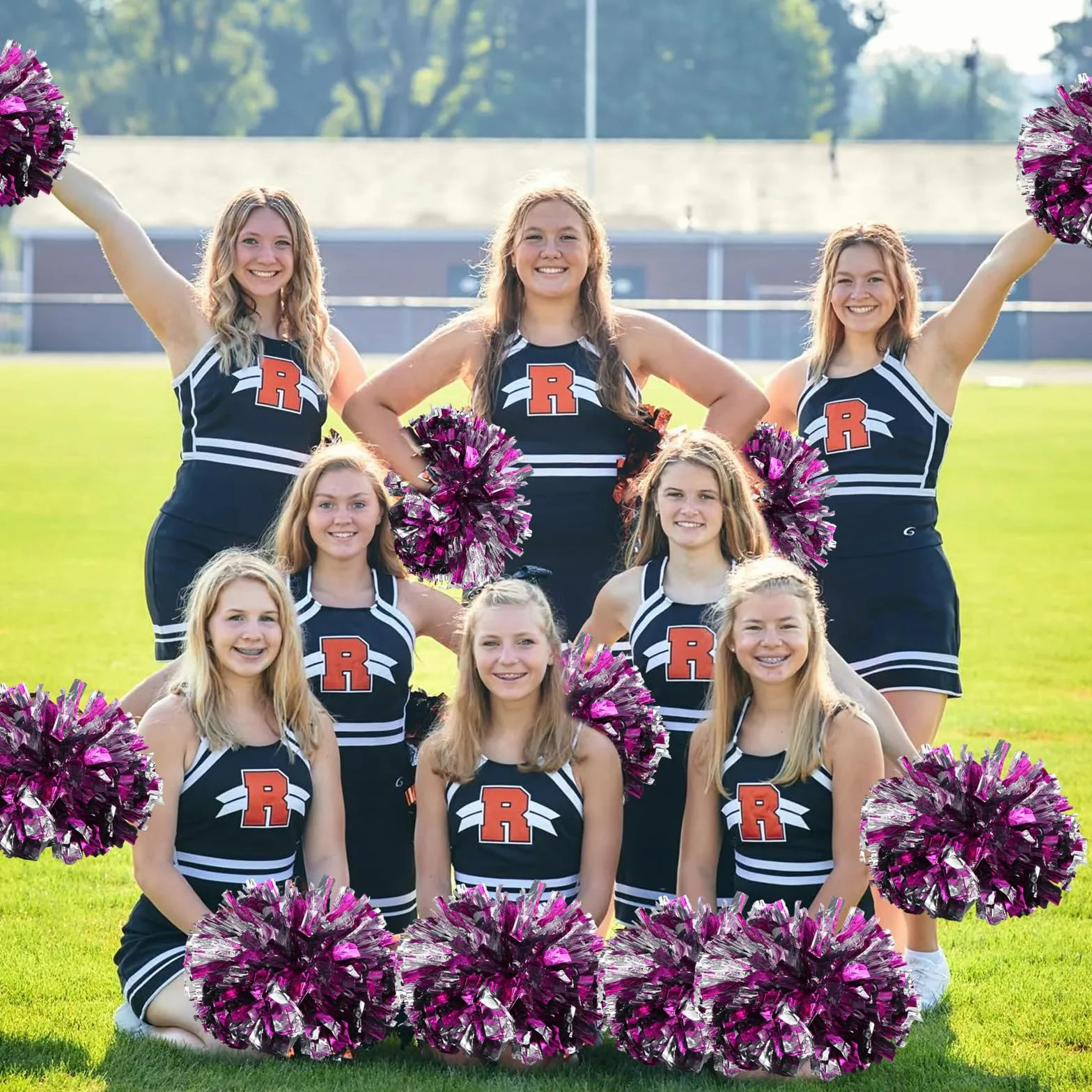 2 Pezzi Pom Cheer Leader Poms Cheerleader Pompon Poms, Cheerleader Pompon Per Cheerleading Giochi Competizione Sportiva Danza
