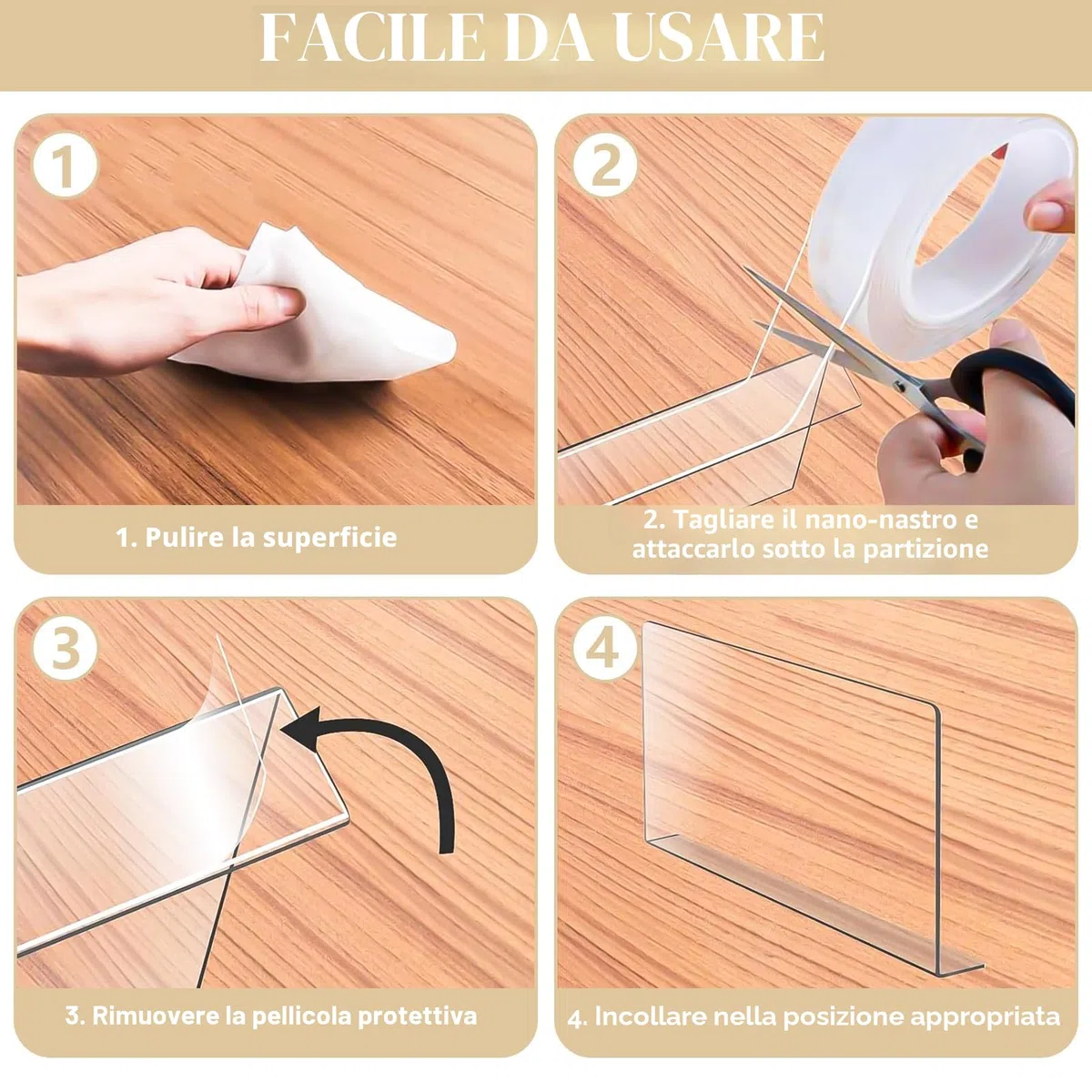 12 Pezzi Divisori Armadio, Divisori per Armadio, 20 x 12 cm Divisori per Guardaroba Ripiani per Camera da Letto, Cucina, Guardaroba (Trasparente)