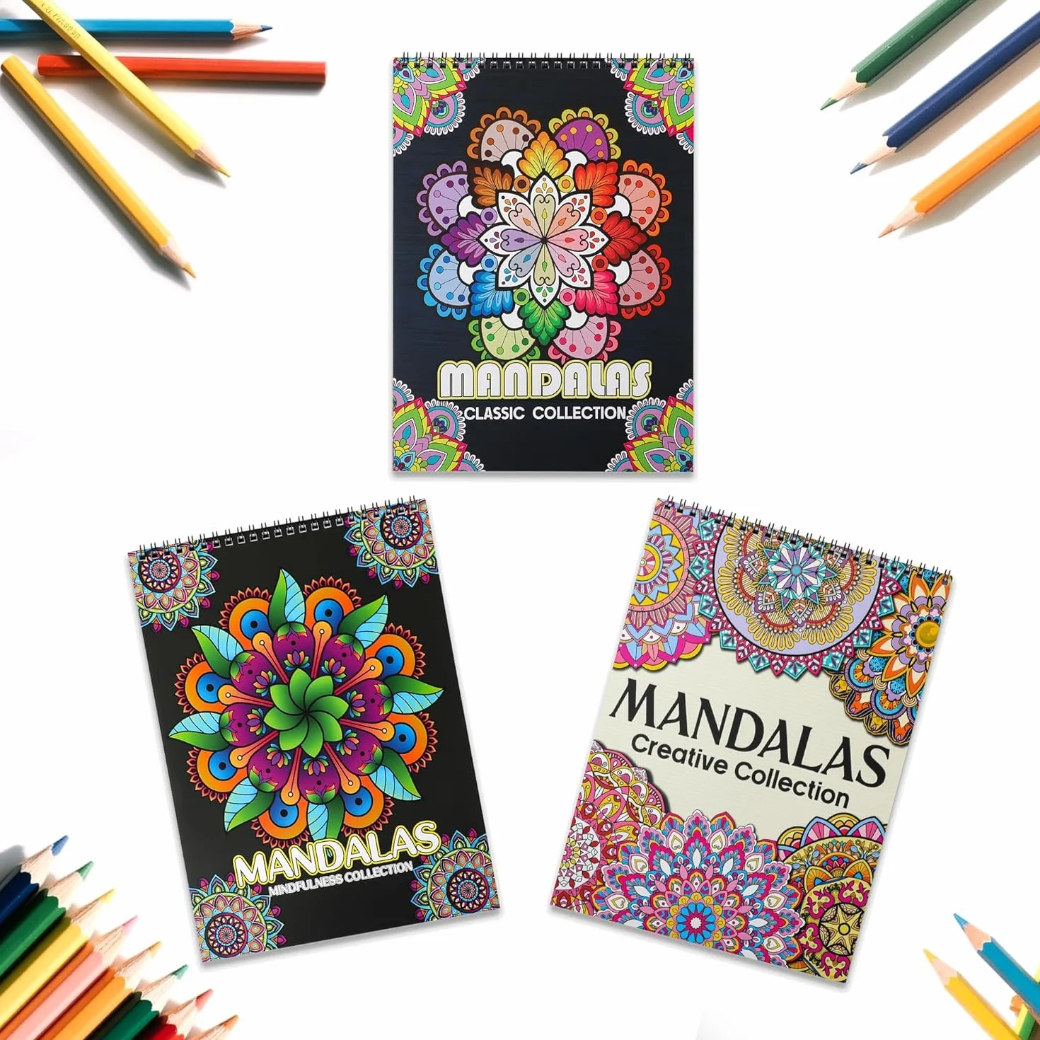 Atoke Confezione da 3 Libri da Colorare Mandala per Adulti, 60 Mandala Unici per Rilassamento e Sollievo dallo Stress, Libro da Colorare Rilegato a Spirale, Regali Rilassanti e di Mindfulness per