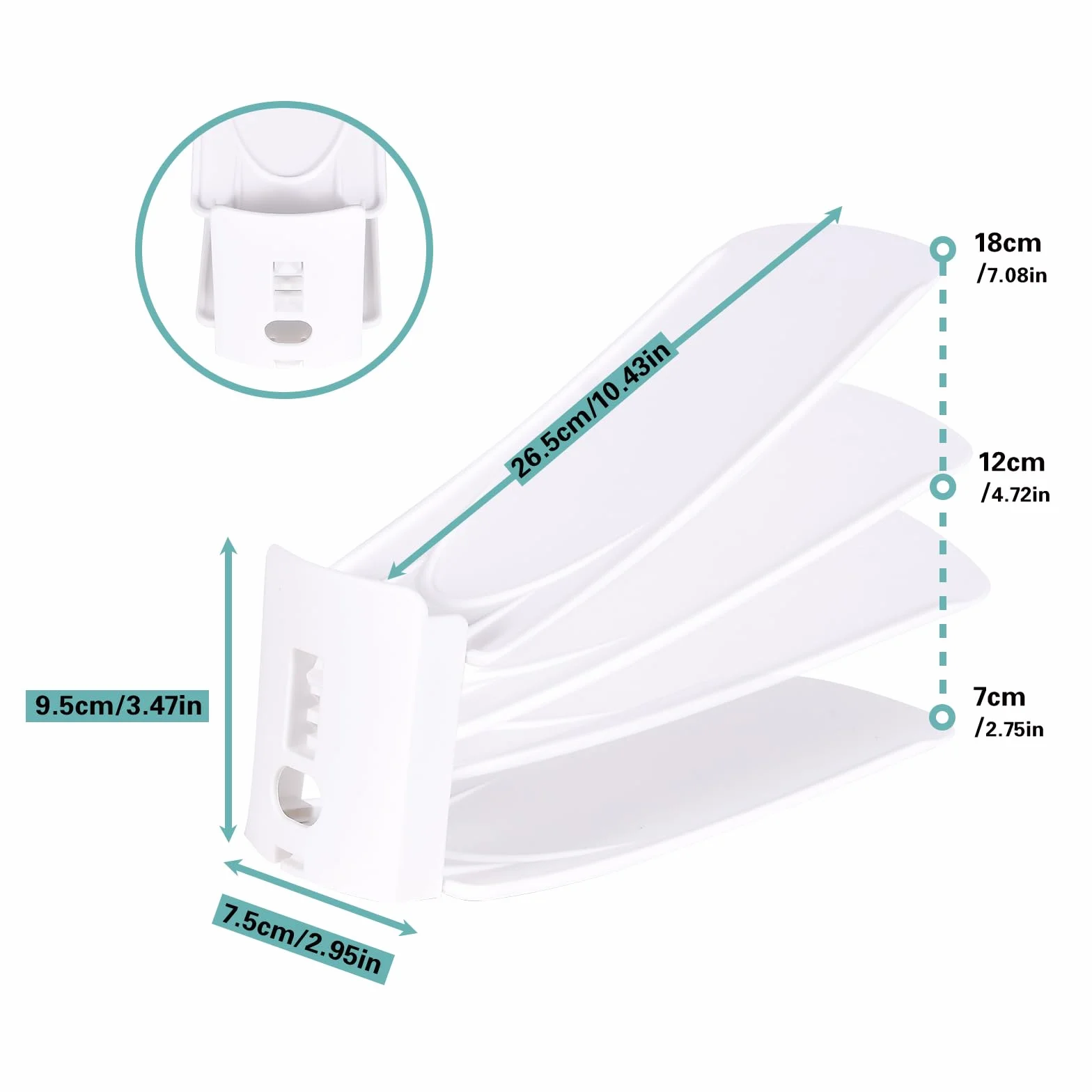 Organizzatore per Scarpe - Set di 10 Scaffali Regolabili a 3 Livelli, Antiscivolo in Plastica PP, Bianco - Ideale per Armadi, Scarpiera e Portascarpe