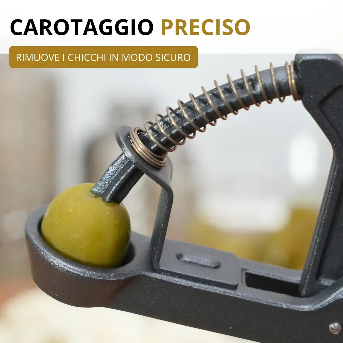 Westmark Snocciolatore per Olive Olivus Black Edition, Snocciolatore per Olive Grandi e Piccole, Pratico dispositivo da usare con una mano sola con molla, Antracite