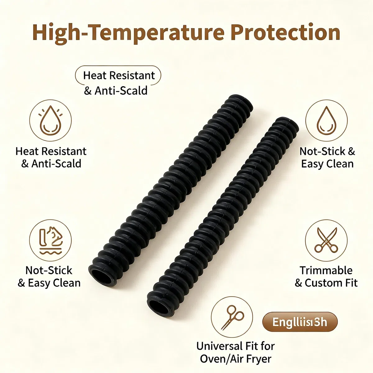 4 protezioni in silicone per griglia del forno, resistenti al calore, coperture per staffe di sicurezza per forno interno, protezioni per bordi di cottura per proteggere dalle ustioni (nero)