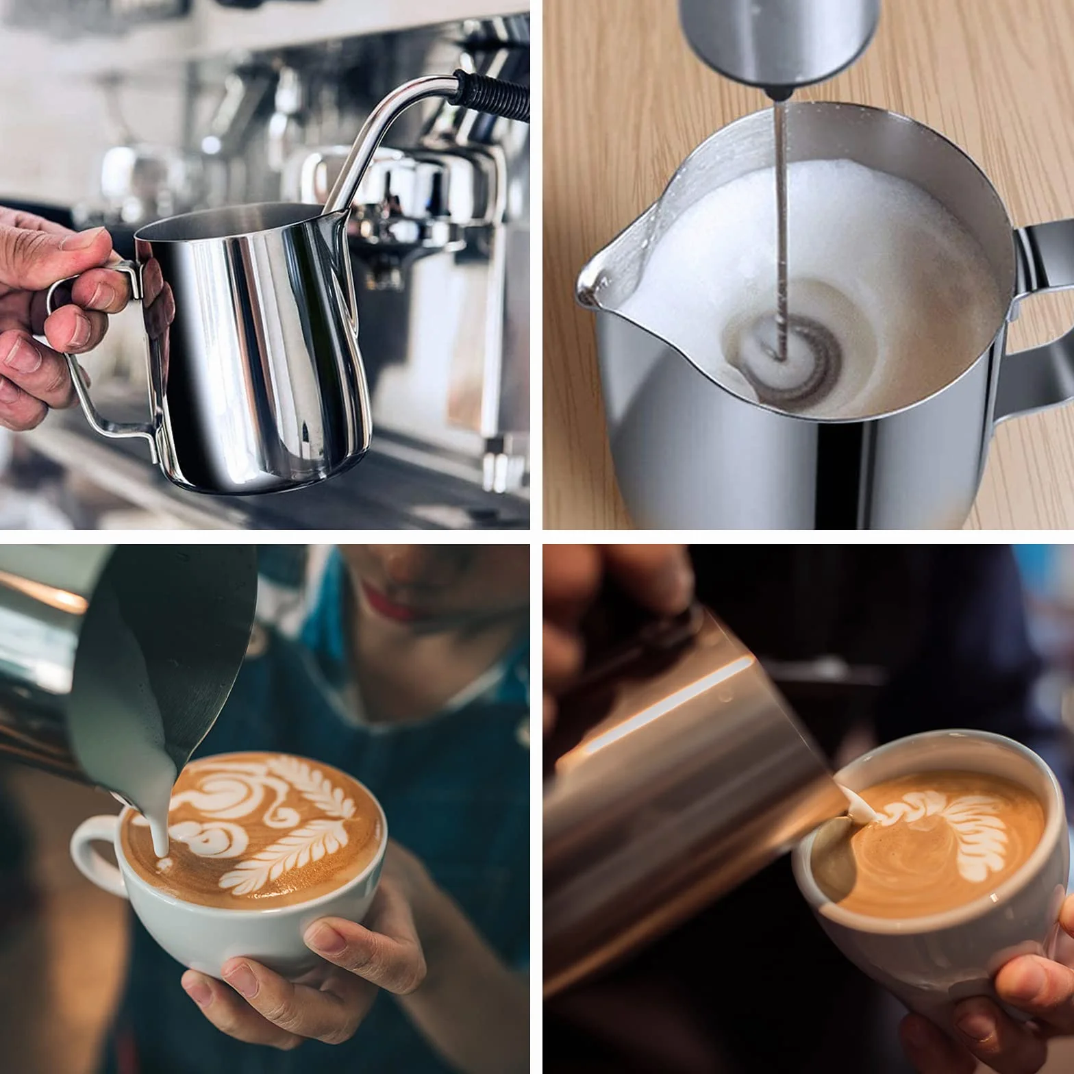 Bricco Latte 350ml in Acciaio Inox con Segno di Misurazione - Brocca in Schiuma per Latte Art, Montalatte Espresso e Cappuccino | Accessori per Amanti del Caffè