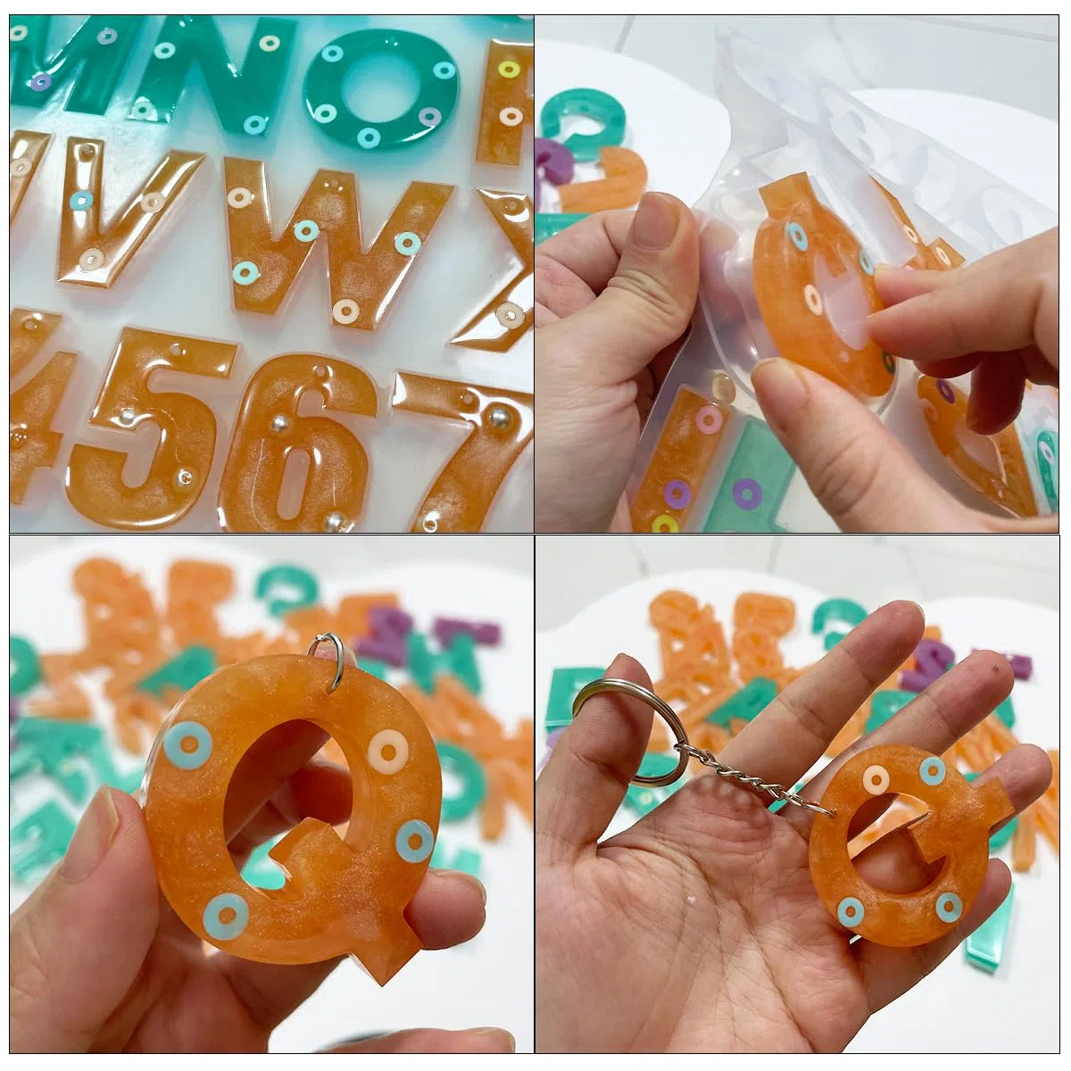 lettera stampo in silicone resina Silicone stampi A-Z, 0-9 stampi epossidici per portachiavi ciondolo gioielli stampo di fusione