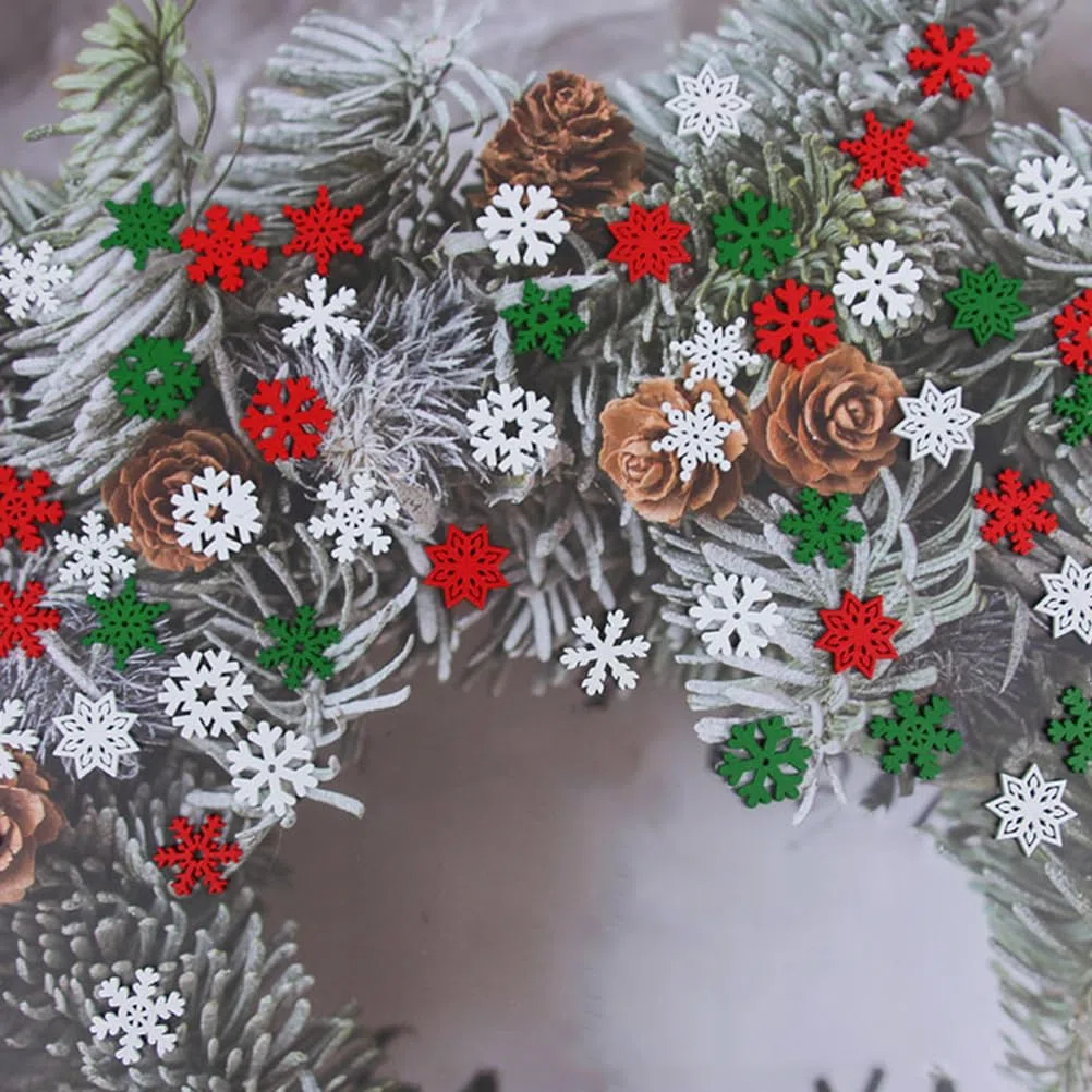 Amosfun 50 Pezzi Fiocchi Di Neve in Legno 0.94 Pollici Decorazioni Natalizie Per Artigianato Fai Da Te Scrapbooking E Abbellimenti Festivi Per Casa E Feste