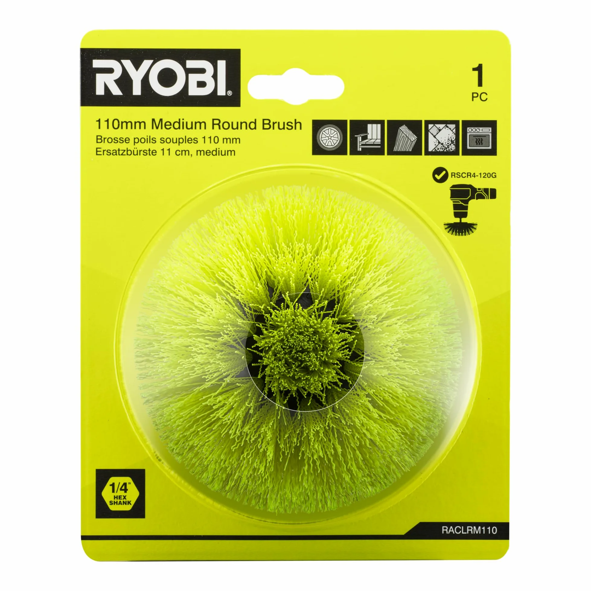RYOBI Spazzola Morbida multisuperficie 4V RSCR4-110 mm - RACLRM110