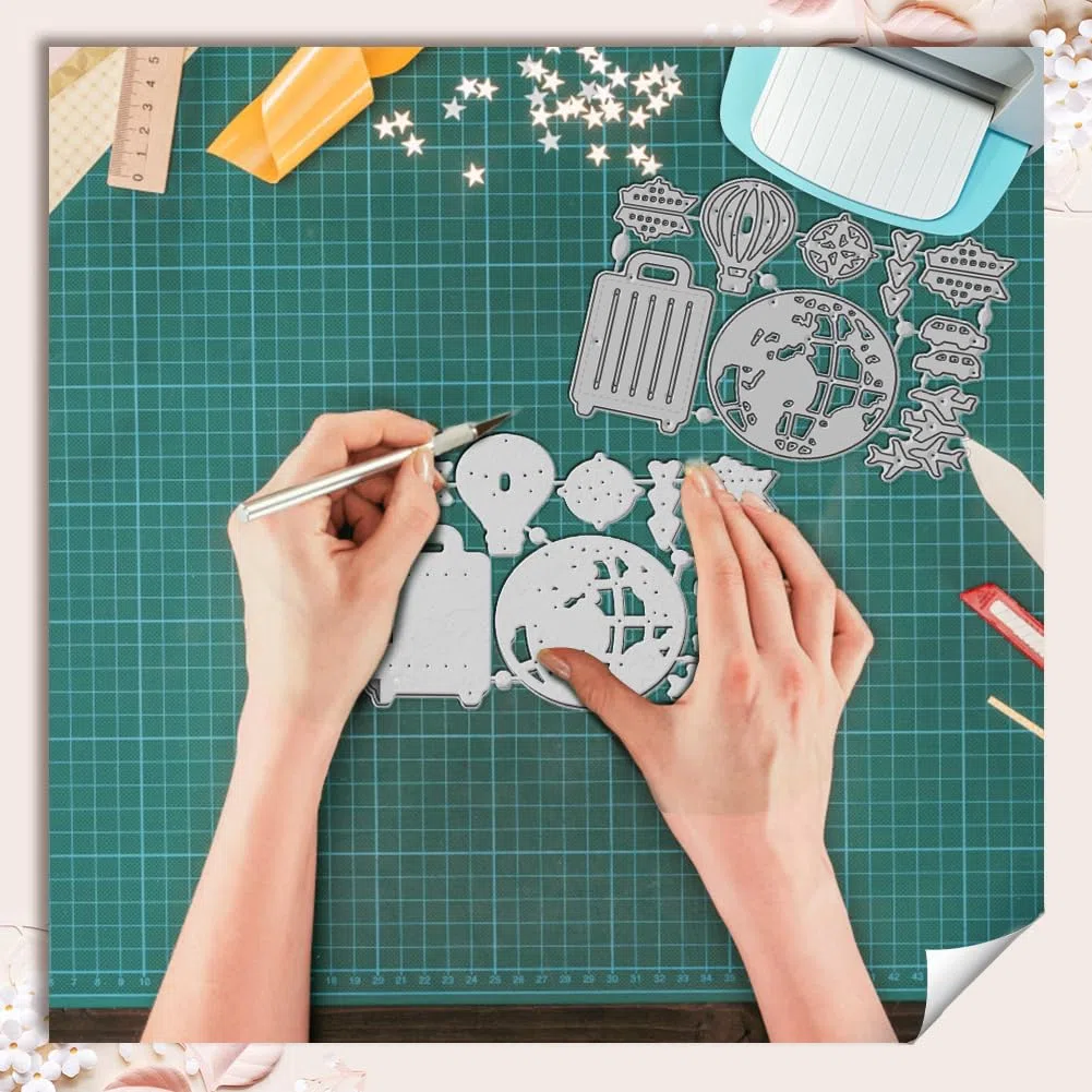 WADORN Tagli Fustellati per Il Taglio Della Mappa Del Mondo In Acciaio Al Carbonio, Tema Del Giramondo Metallo Fustelle Stencil Guida Alla Mappa Modello di Taglio per Mestiere di Scrapbooking