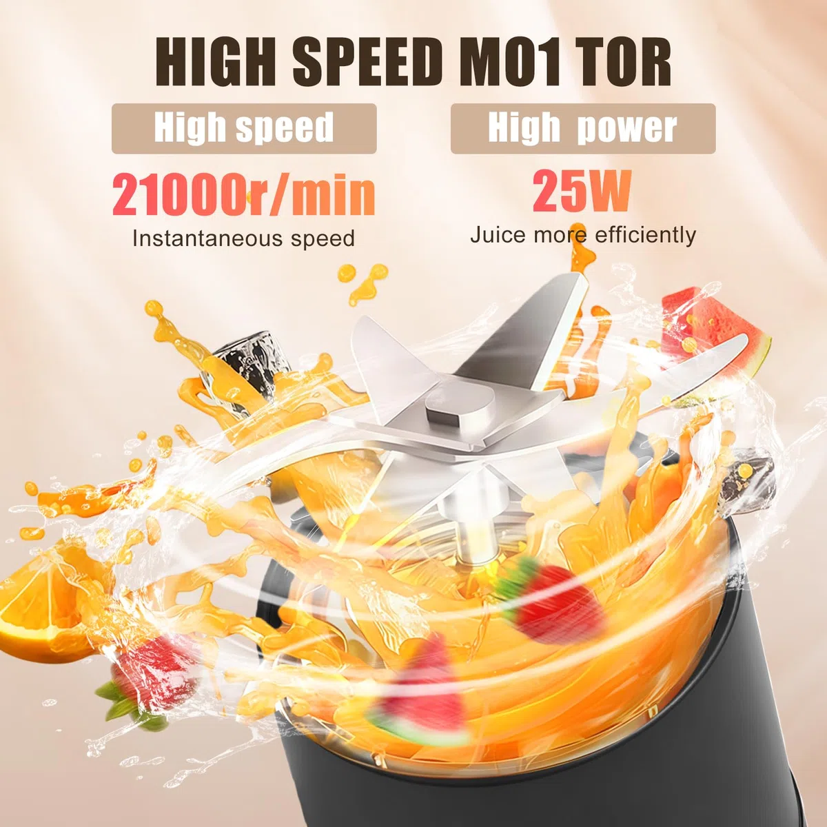 Leggero Frullatore Portatile, 380ml Mini Frullatore, USB Ricaricabile Juicer Cup, Frullatore Multifunzione per Smoothie, Frullati, Protein Shake e Succhi di Frutta
