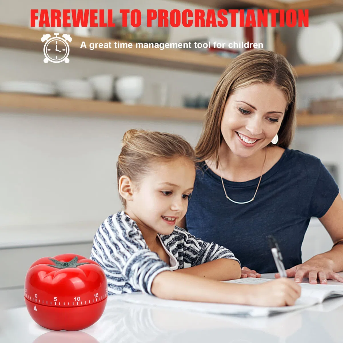 Timer da Cucina, Pomodoro Timer, Timer da Cucina Meccanico, ABS Timer Digitale da 60 Minuti, Timers da Cucina Divertenti per Cucinare, Cuocere al Forno, Imparare, Giocare