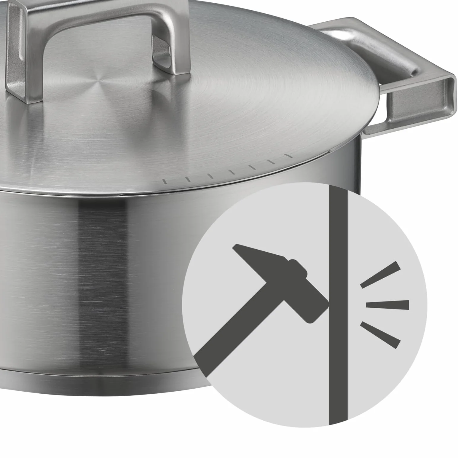 WMF Ultimate Cool - Pentola piccola 20 cm, coperchio in acciaio inox, a induzione, 2,5 l, in acciaio inox Cromargan opaco, manici che riducono il calore, pentola a induzione con scala interna,