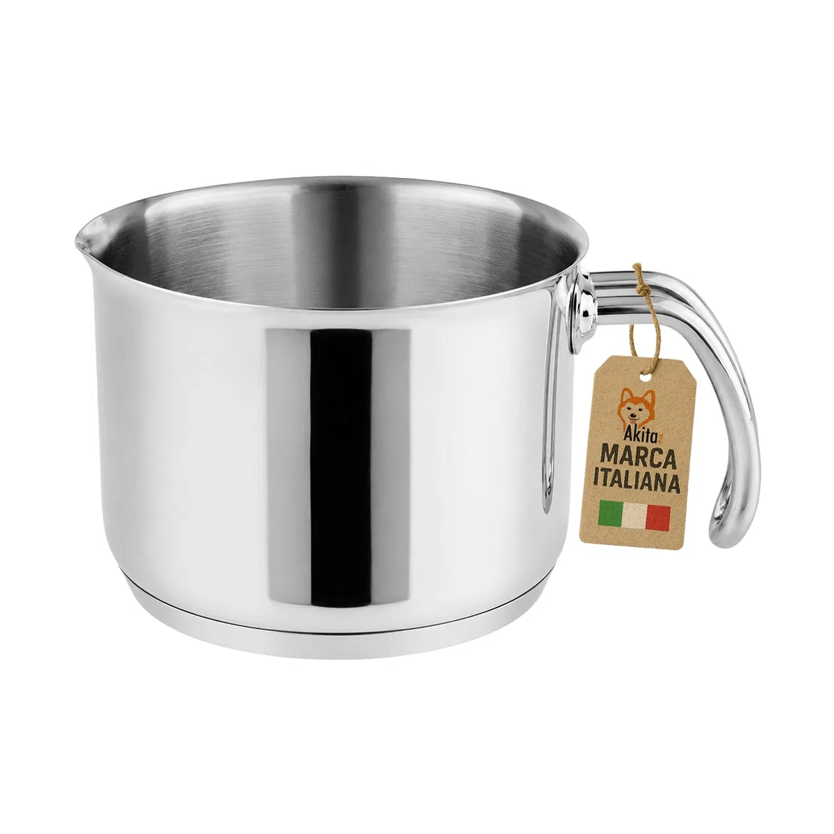 AkitaInk Bollilatte 12 cm in Acciaio Inox, Pentolino per Latte e Salse, Resistente e Pratico per Piccole Preparazioni in Cucina