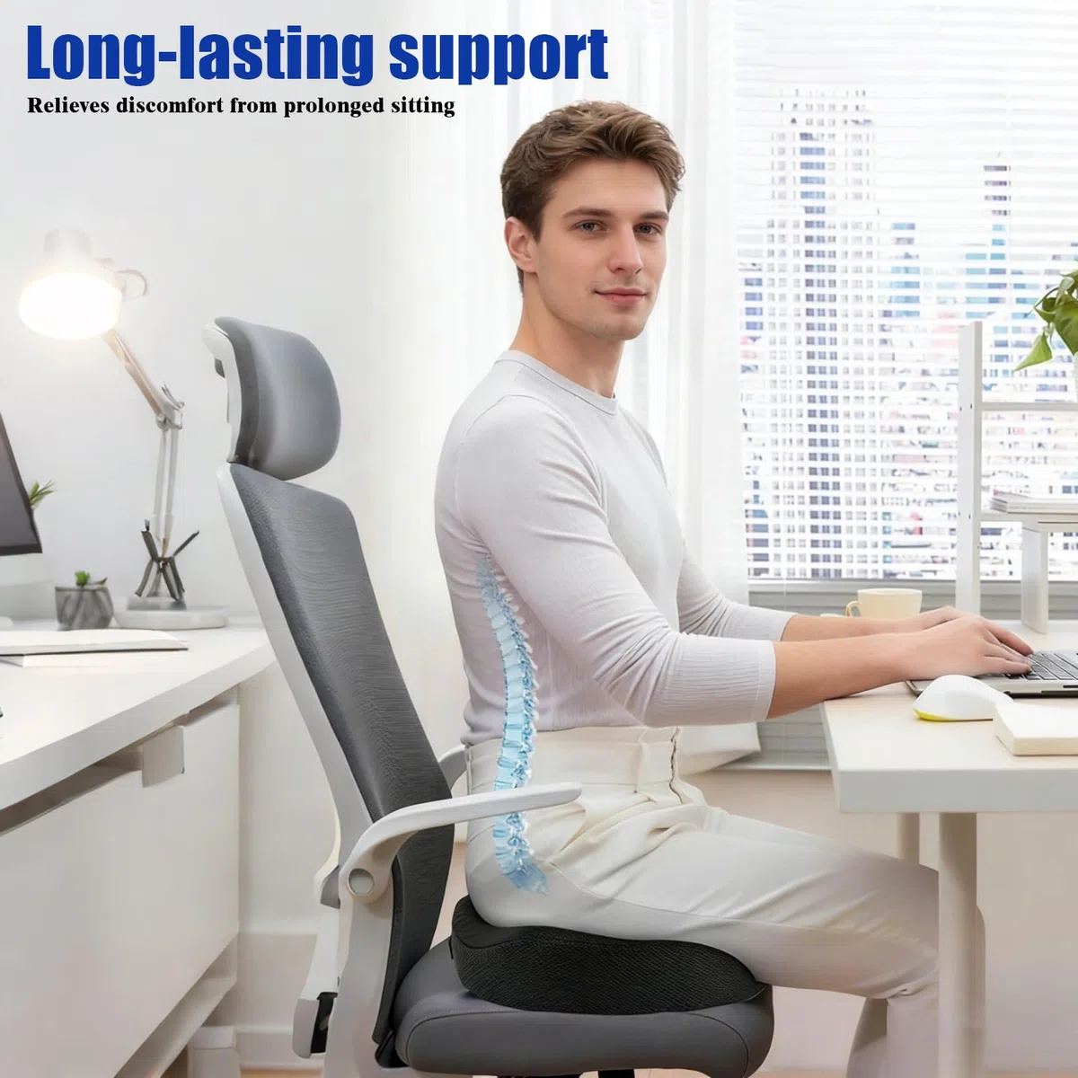 Cuscino Antidecubito, Cuscino Sedia Ufficio, Cuscino Ergonomico, Ciambella per Sedersi – Sollievo per Coccige, Emorroidi, Sciatica, Gravidanza - Memory Foam per Ufficio Casa Auto Sedia