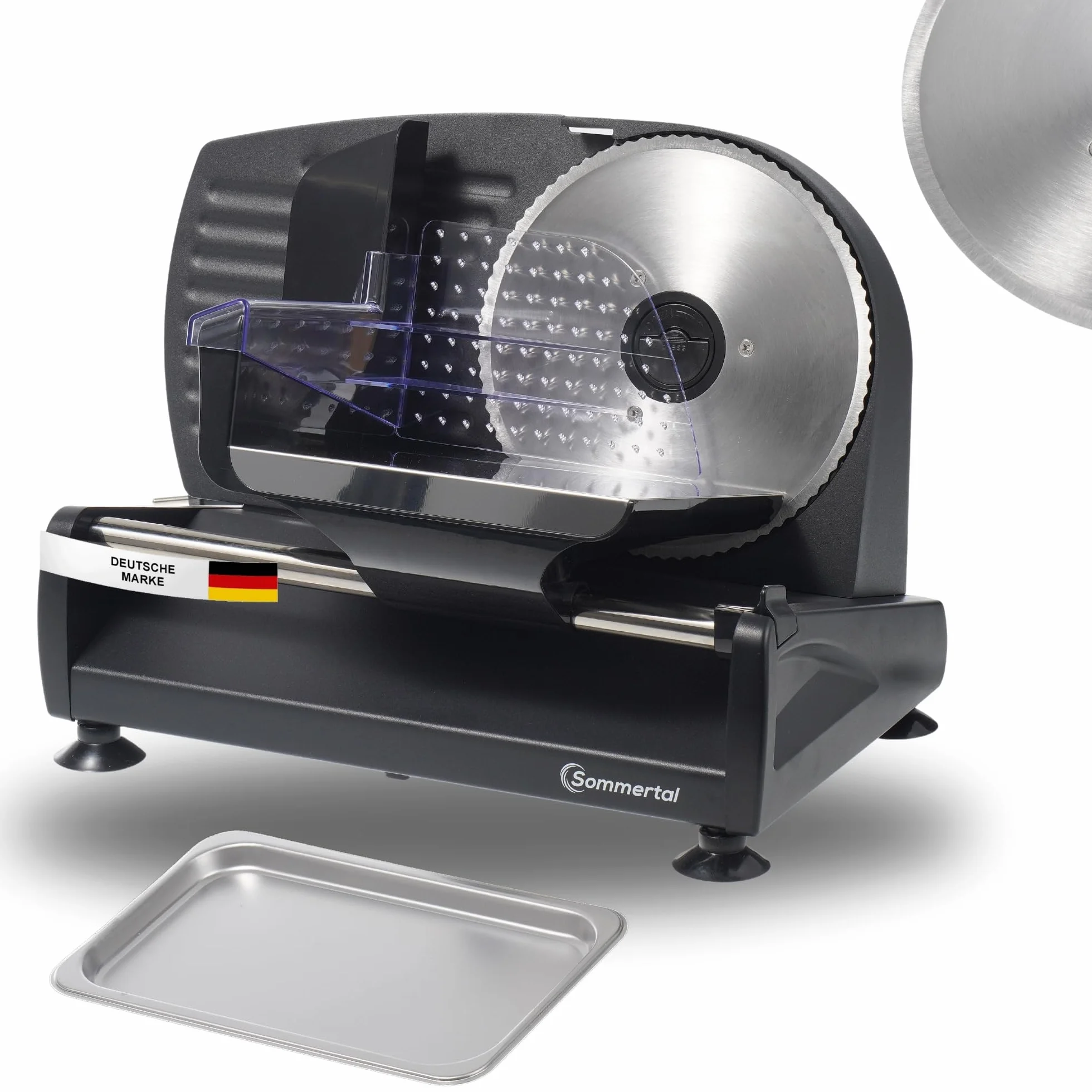 Sommertal AS190 DUAL Tranciatrice universale da 200 W in acciaio inossidabile con lama seghettata e affilatura liscia, compatta, elettrica, affettatrice per pane, affettatrice professionale, moderna