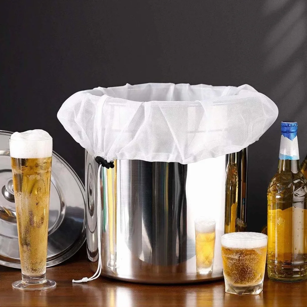2 pezzi Sacchetto Filtrante Riutilizzabile con Coulisse per Alimenti,Filtri per Liquori per Birra e Latte Vegetale,Sacchetti per Birra Filtranti per Vino,Caffè e Yogurt (40x46 cm)
