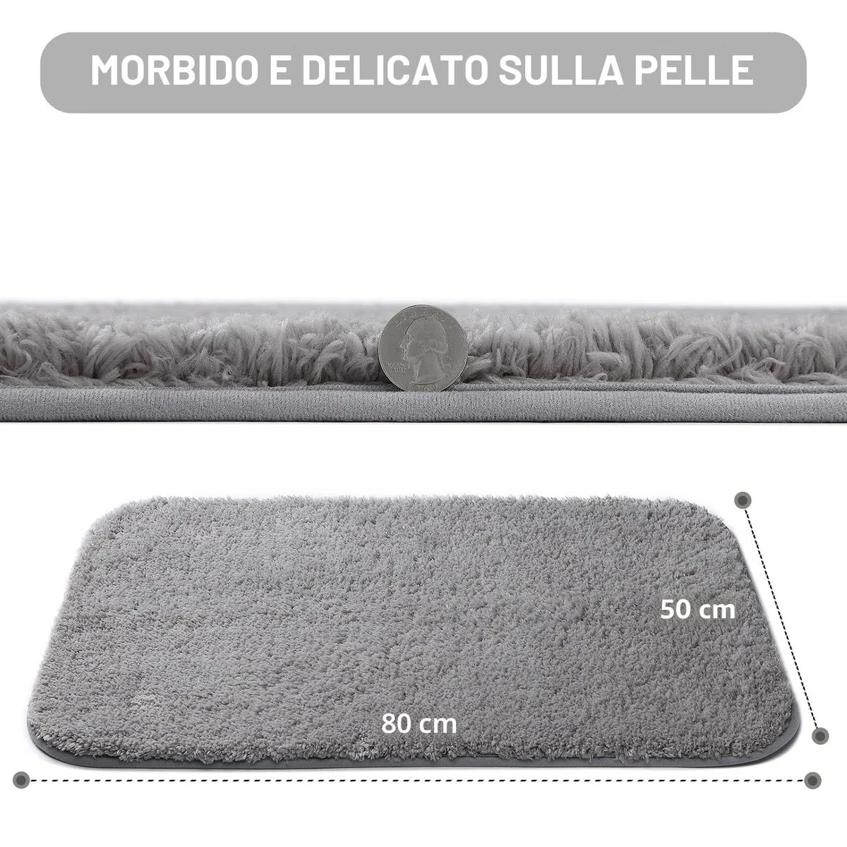 Good Nite 50 x 80 cm Tappeto da bagno in microfibra Lavabile in lavatrice Tappetino Doccia Assorbente Tappeto Doccia ad Asciugatura Rapida (Grigio)