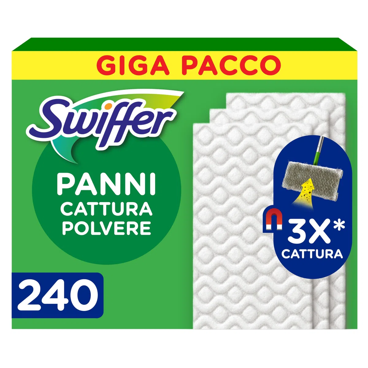 Swiffer Panni Catturapolvere Pavimenti Casa Dry Ricarica 40 Panni Per Catturare E Intrappolare 3 Volte Più Polvere, Sporco E Peli Di Una Scopa Tradizionale