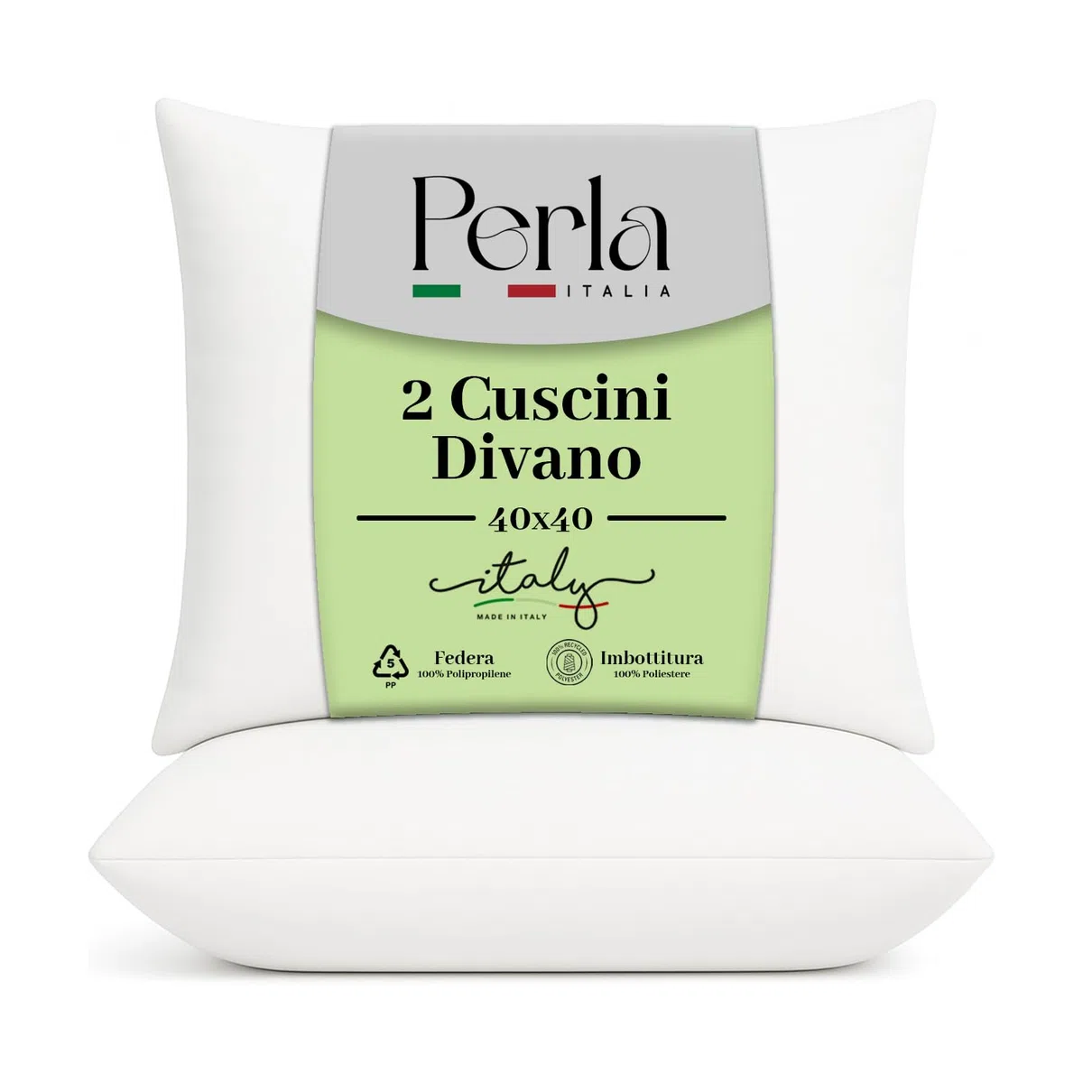 Perla Italia – Imbottitura Cuscini 40x40 Set 2 Pezzi – Interni Morbidi e Voluminosi 100% Poliestere – Antiacaro, Traspiranti, Lavabili – Ideali per Divano, Letto e Arredo Casa