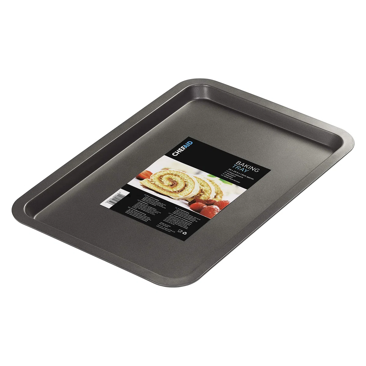 Chef Aid Teglia da forno antiaderente in acciaio al carbonio, rivestimento antiaderente resistente, adatta per frigorifero e congelatore, perfetta per prodotti da forno e arrosti, 39 cm x 25,5 cm,