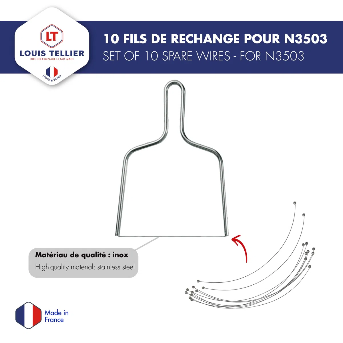 LOUIS TELLIER | Set di 10 Filetti di Ricambio per N35503 | Resistente | Igienico | Prodotto in Francia