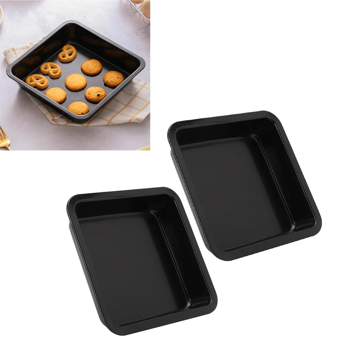 Hapivipa Stampo per Torta, paa Quadrata Antiaderente per Torta Quadrata in Acciaio per Pizza Vassoio Cucina Anche Strumenti di Cottura per panetterie e Dessert di Torte e Dessert (Nero)