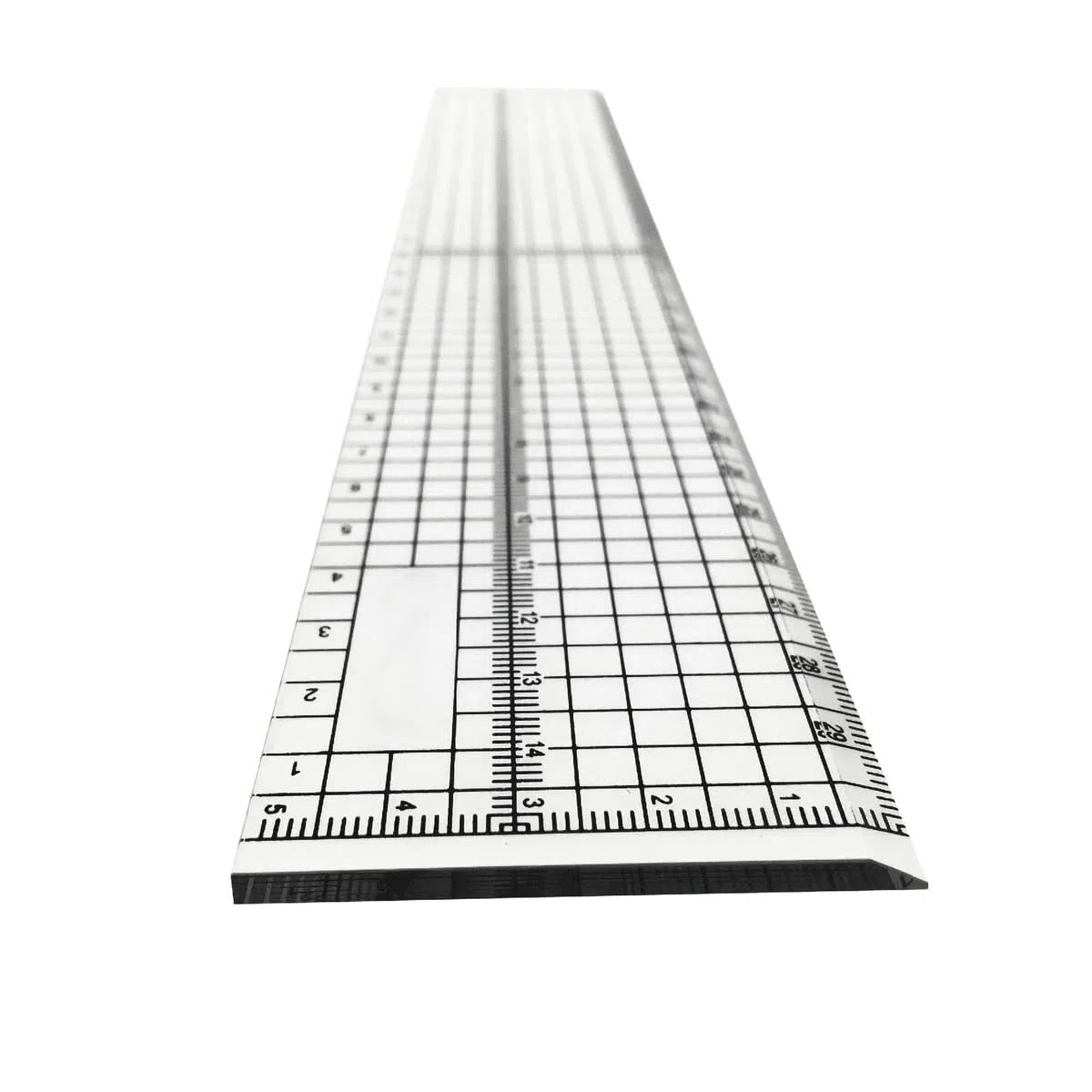 Righello da taglio con bordo in metallo, lunghezza 30 cm, larghezza 5 cm, trasparente con griglia di misurazione