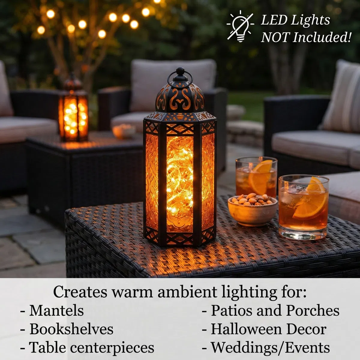 Lanterne in stile marocchino, metallo, Orange, medium