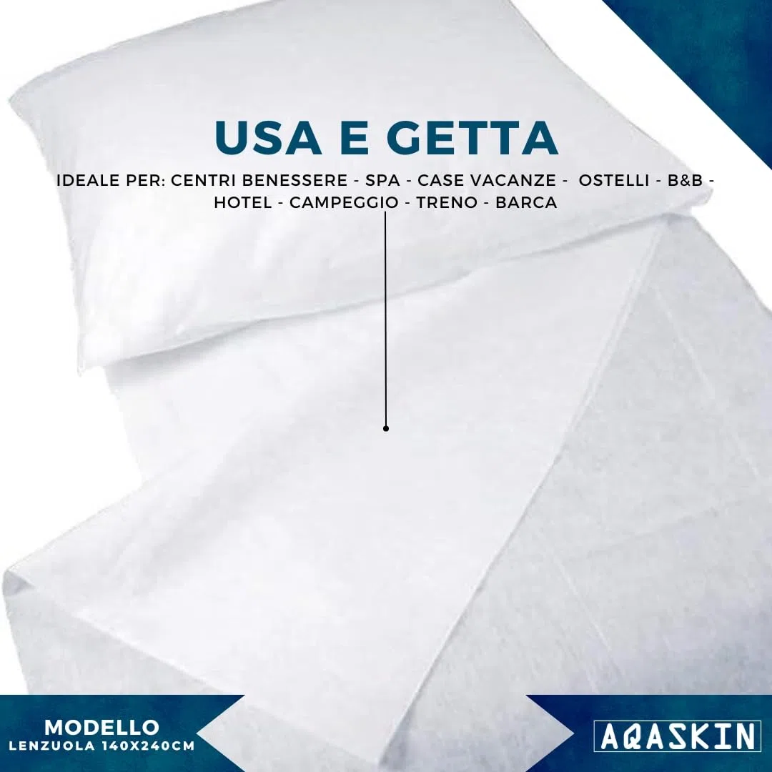 Lenzuola [10 pz] Monouso in TNT 140 x 240 cm, SCONTI QUANTITÀ, Lenzuolo imbustato Singolarmente, Lenzuola Usa e Getta Igieniche, Colore Bianco (10, 140 x 240 cm.)