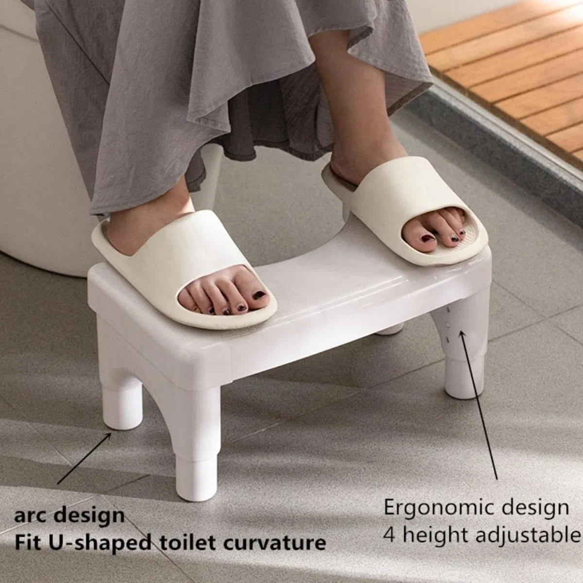 Sgabello per WC regolabile in altezza, gradino rimovibile per WC, sgabello per vasino attaccabile, sgabello portatile per il bagno, antiscivolo, sgabello ausiliario per WC, regalo per la salute della