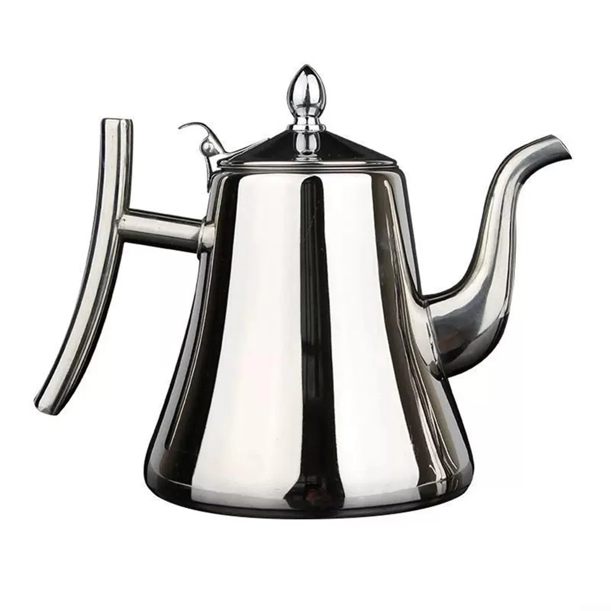 Teiera in acciaio inox con fondo spesso e filtro integrato, adatta per preparare tè e caffè su fornelli a induzione o a fiamma libera (1,5 l, argento)