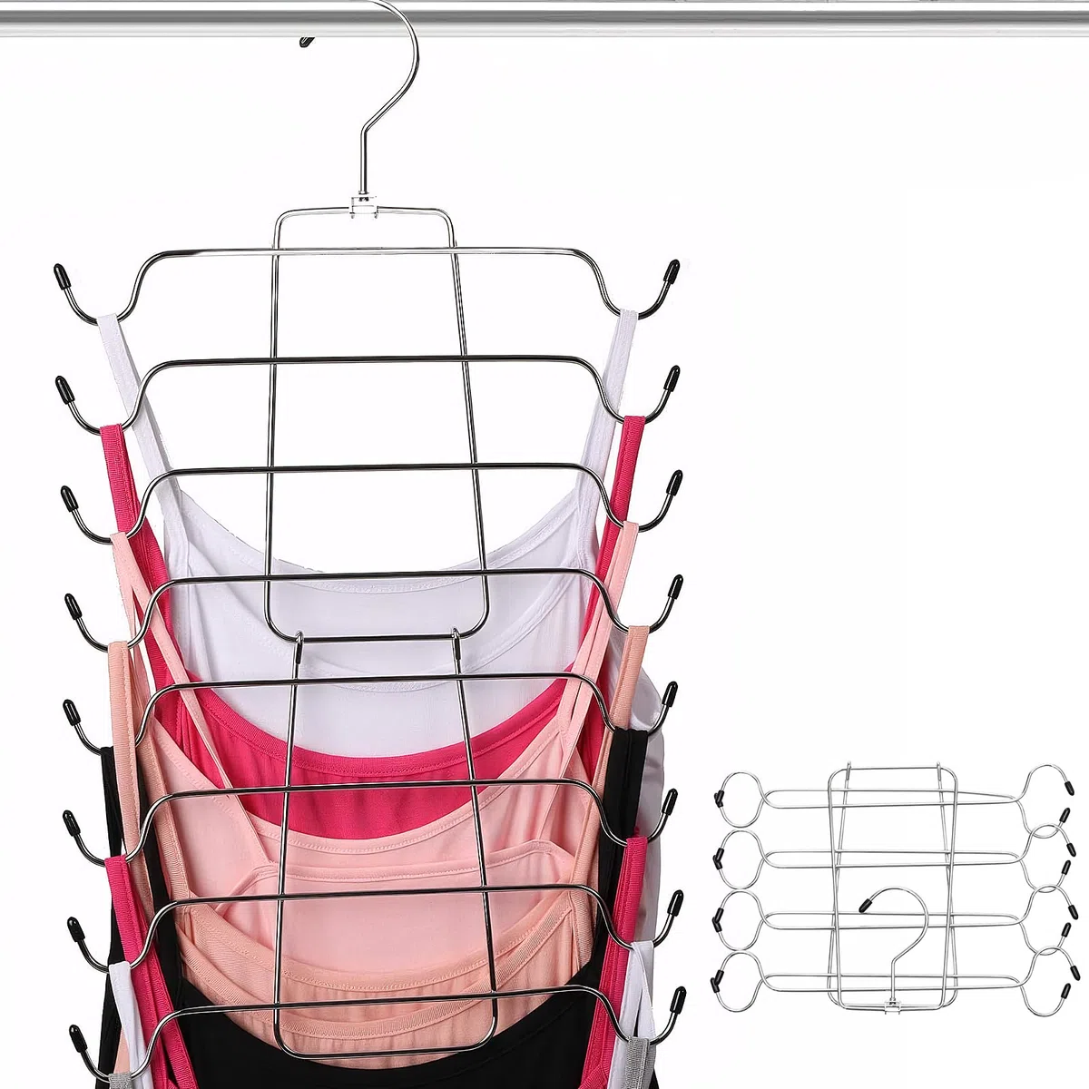 Grucce Appendiabiti Multistrato Antiscivolo, Appendiabiti Pieghevole per reggiseno a 8 Livelli, Appendino per Canotta Metallo, Pieghevole Grucce Appendiabiti Salvaspazio Reggiseno, per Reggiseno, Pigi