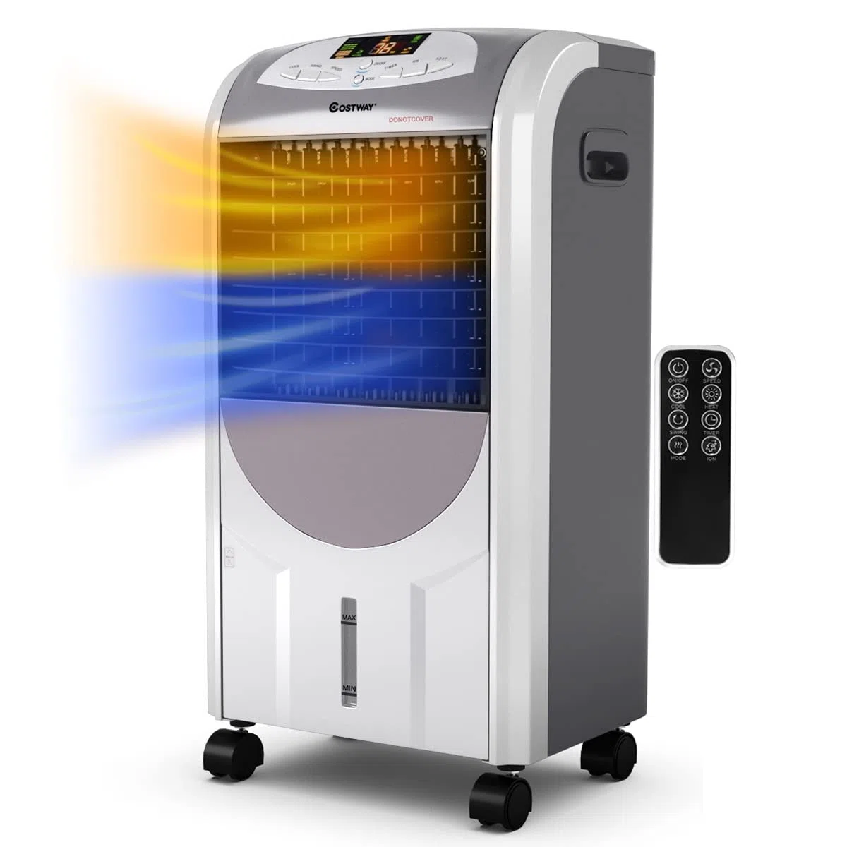 COSTWAY Condizionatore per Freddo Caldo, Ventilatore Climatizzatore da Terra a Evaporazione Portatile, Caldo 2000W, Freddo 75W, con Telecomando