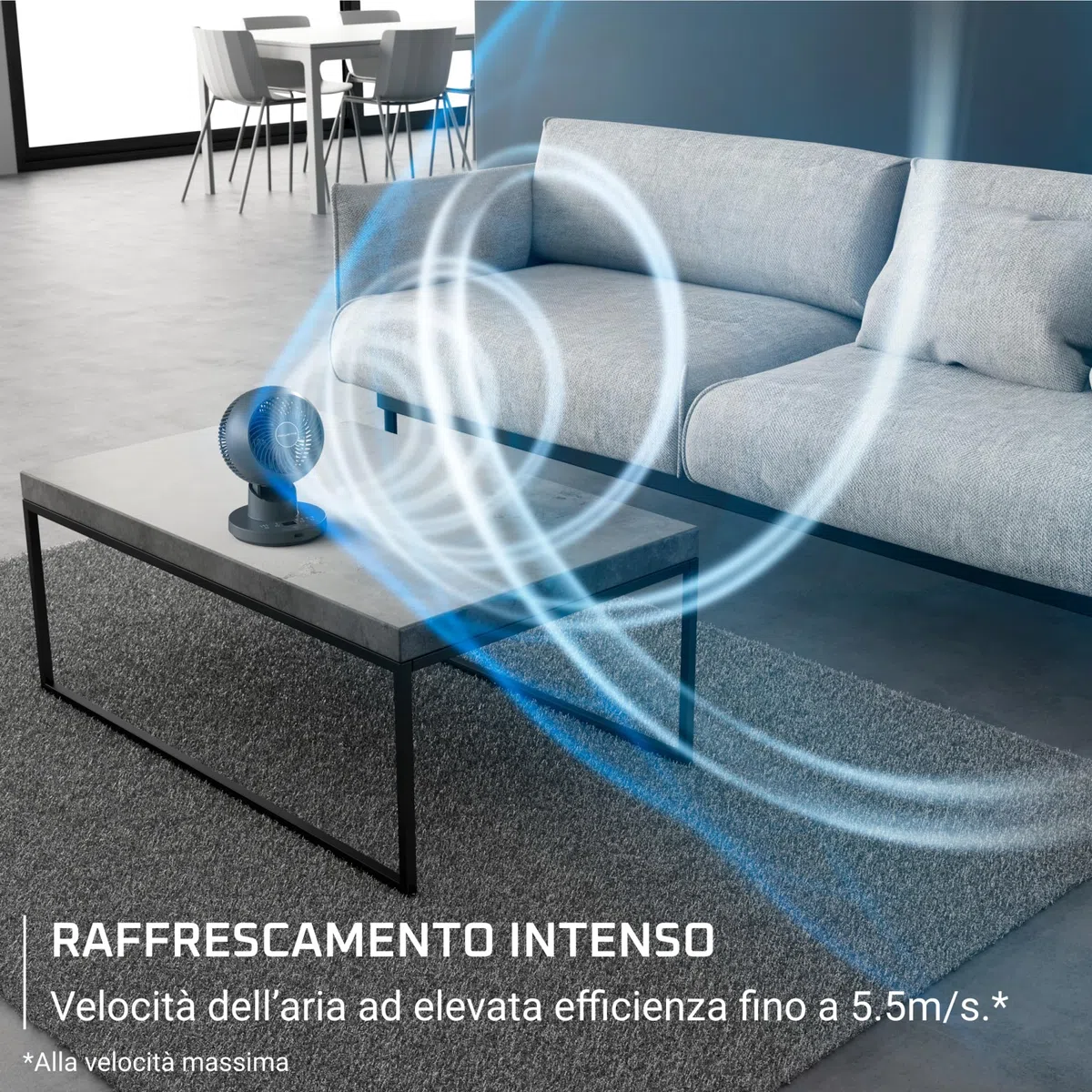Rowenta Turbo Swift Compact, Ventilatore da Tavolo Silenzioso a 3 Modalità e 12 Velocità, con Modalità Silent Night, Oscillazione Multidirezionale, QV5041F0