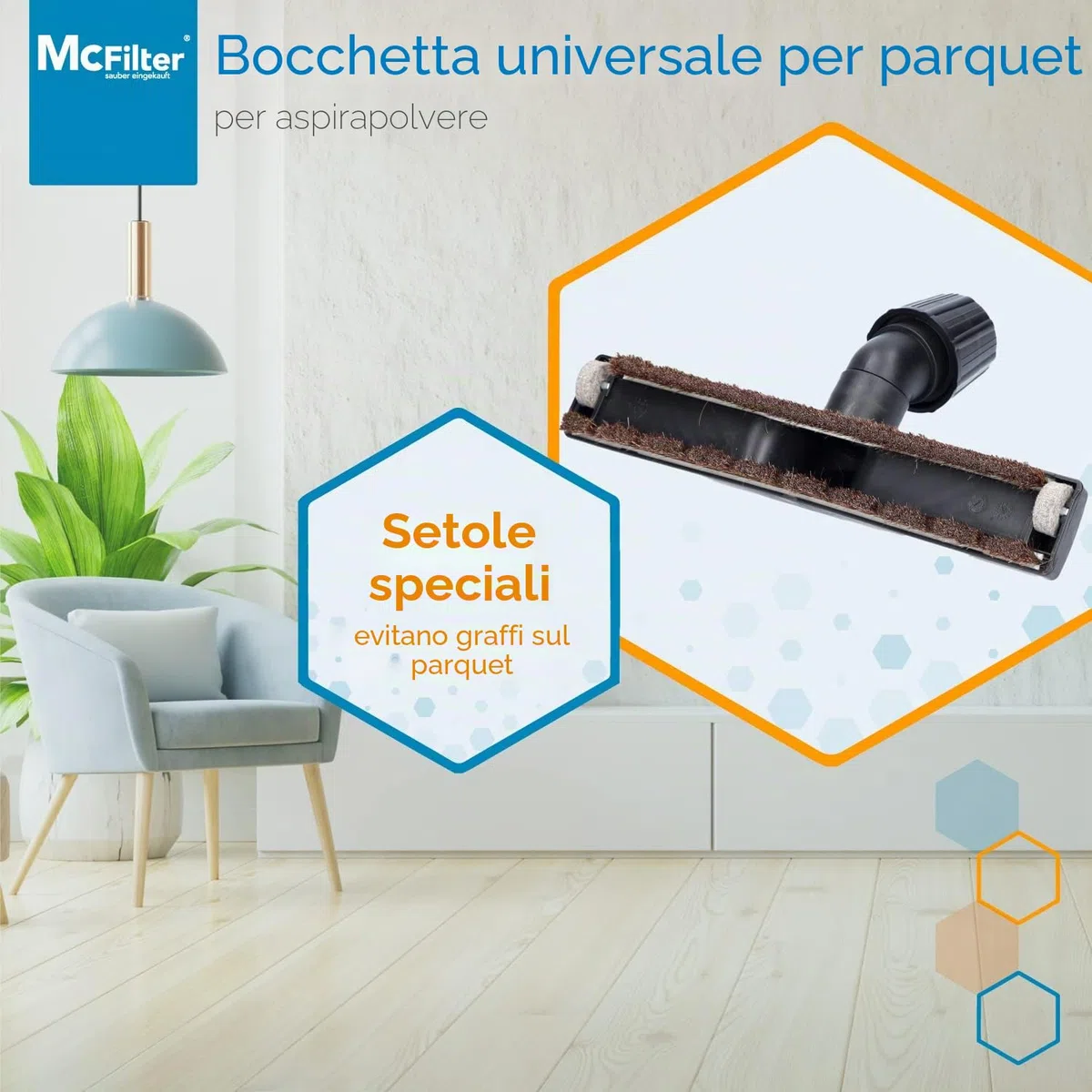 McFilter I Ugello universale per parquet 30 37 mm con attacco vario, larghezza: 300 mm, adatto per Miele, Bosch, Siemens, Kärcher, AEG, Bomann, Rowenta, Nilfisk, Privileg, bocchetta per pavimenti