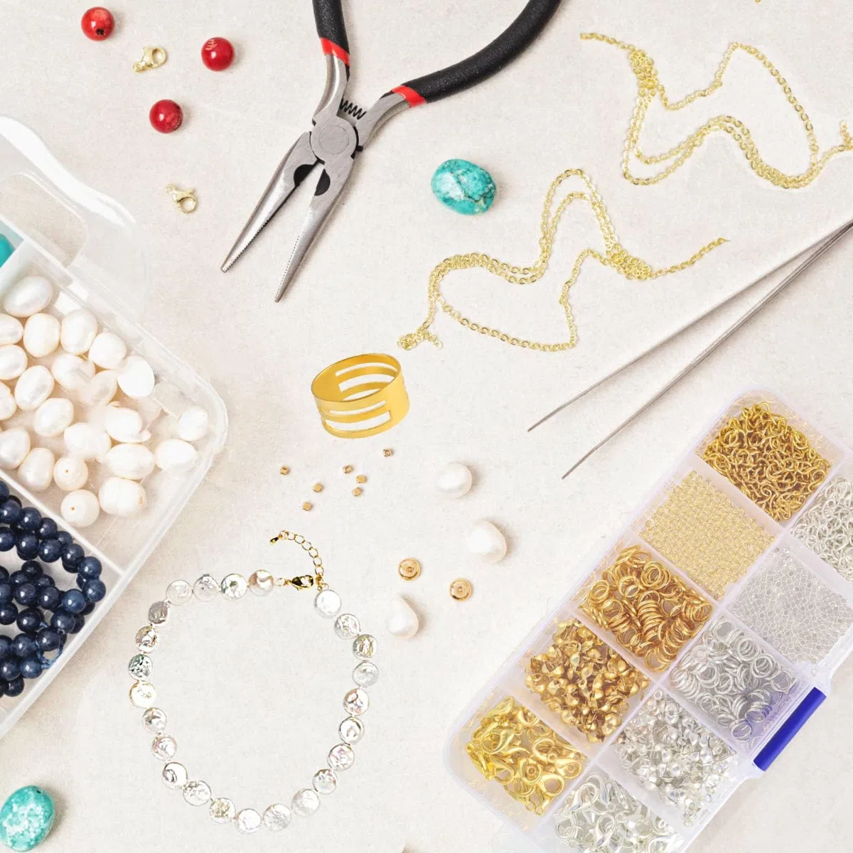 Set di 583 chiusure per bracciali, chiusure per catene, chiusure per braccialetti di perle, fai da te con pinza per gioielli, pinzette